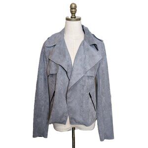 Kut from the Kloth Soft Faux Suede Moto Jacket Size S Gray Open Front Draped